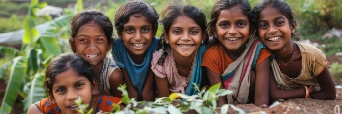 Group of Sri Lankan children smiling at camera