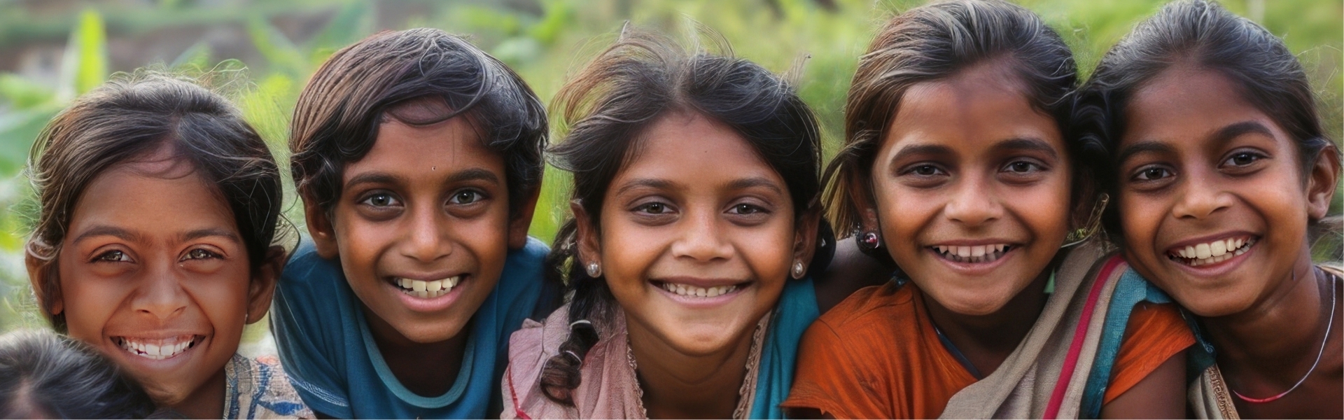Faces of young Sri Lankan children in village